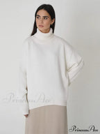 Oversized Casual Turtleneck Solid Color Pollover Sweater
