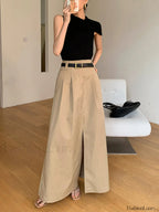 High-Waist Pleated Flared Elegant Midi Skirt