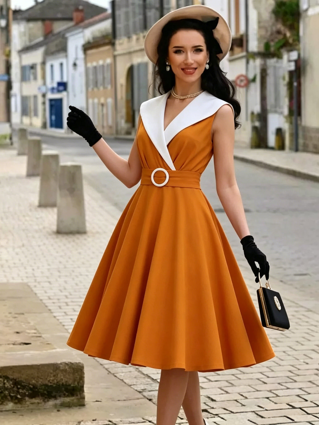 Vintage 1950s Swing Cocktail Sleeveless Medium Retro Dress