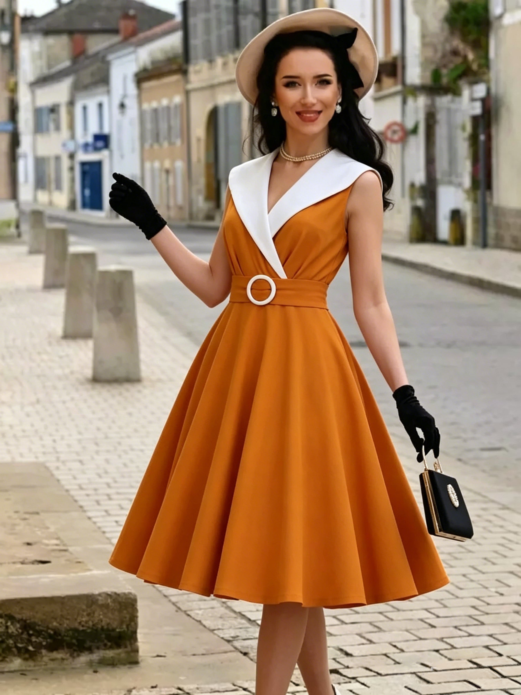 Vintage 1950s Swing Cocktail Sleeveless Medium Retro Dress