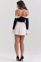 Liora - Tie - Up Contrast Off - Shoulder Dress