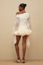 Irina White Bowknot Bubble Mini Dress