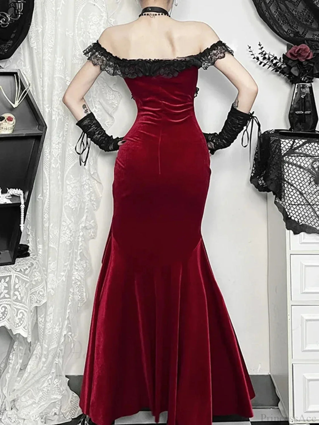 Palatial Fashion Lace Empty Out Full-Length Dress
