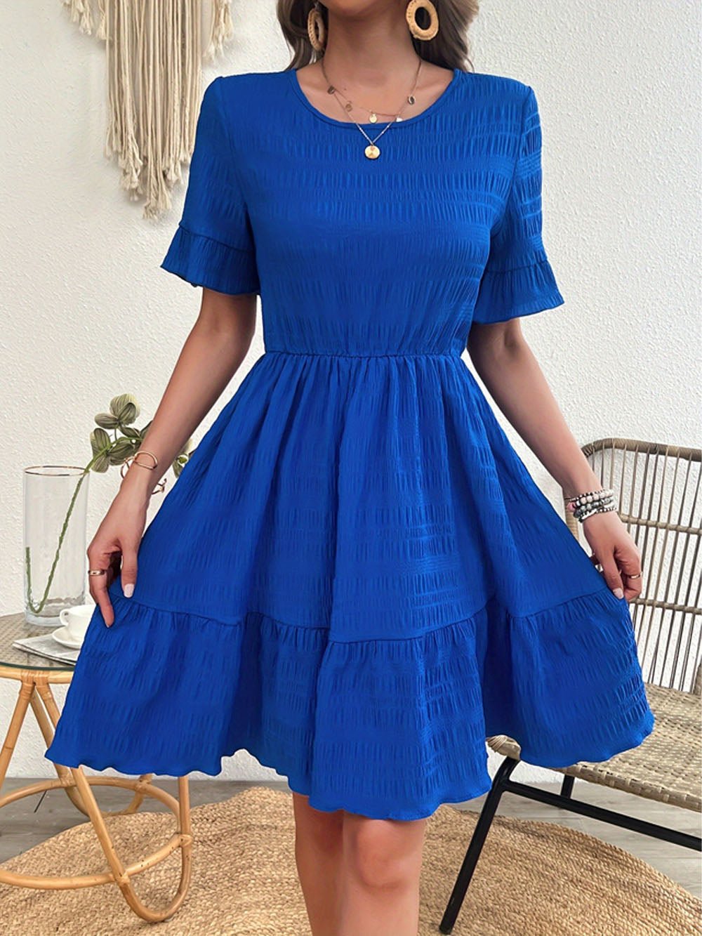 Parker Ruffle Hem Tiered Mini Dress