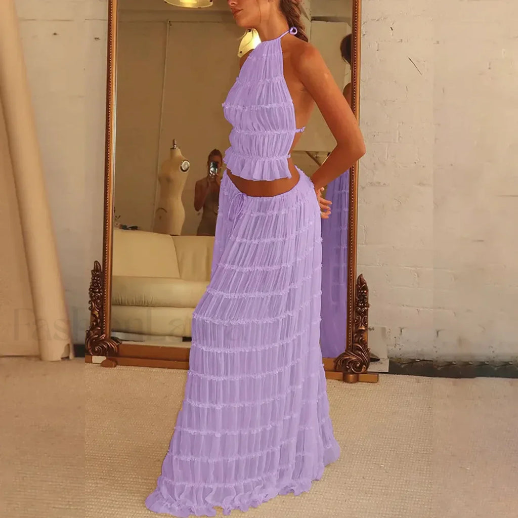 Party Beach Halter Skirt Two Piece Set
