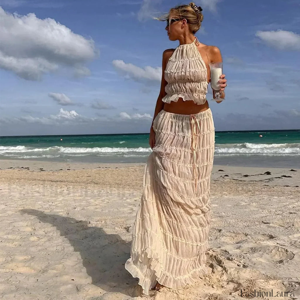 Party Beach Halter Skirt Two Piece Set
