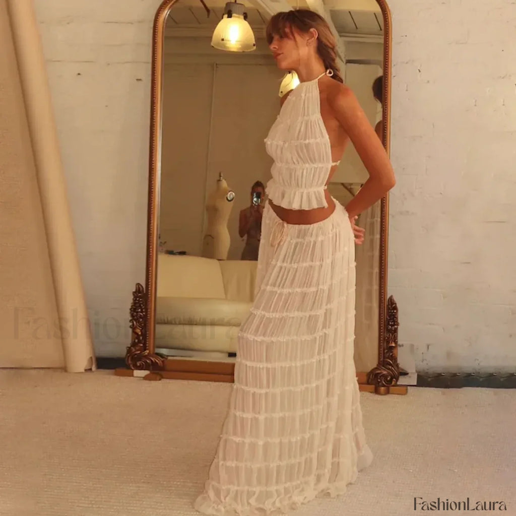 Party Beach Halter Skirt Two Piece Set