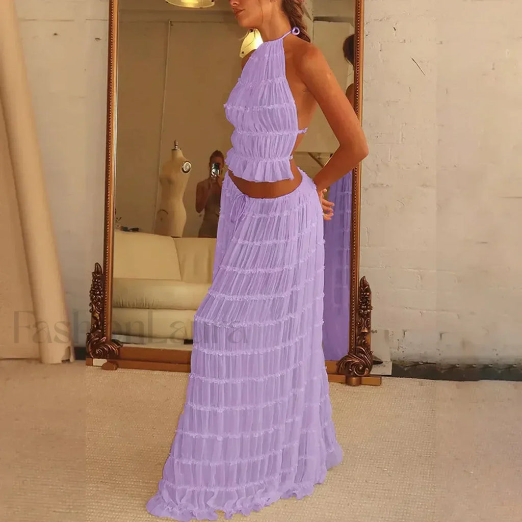 Party Beach Halter Skirt Two Piece Set