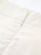 Patchwork Asymmetrical Pleated Buttoned Midi Skirt