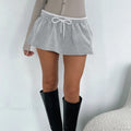 Patchwork Drawstring A-Line Skirt