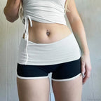 Patchwork Slim Low-Waist Short