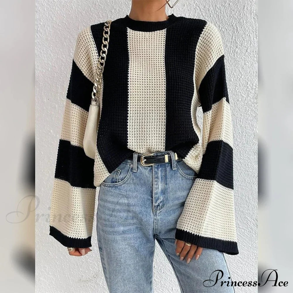Patchwork Striped Women's Sweater