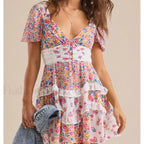 Patchwork Tiered Floral Dress