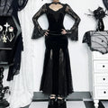Patchwork Velvet Long Sleeve Midi Dress