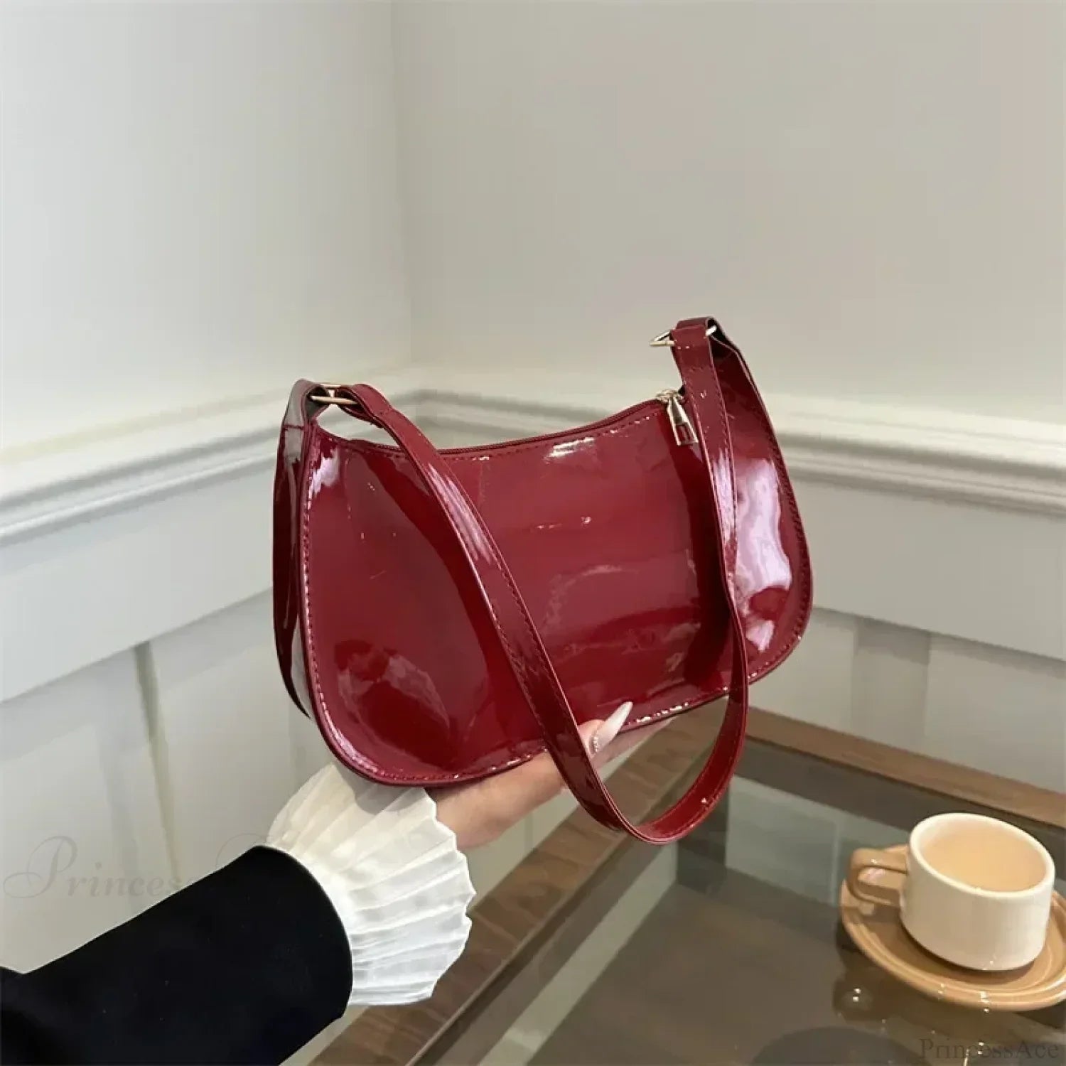 Patent Leather Designer Shoulder Handbag