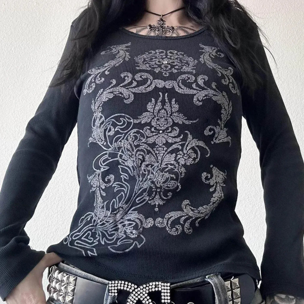 Pattern Print Knit Top