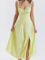 Floral Dress Midi Dress Dresses Floral Print High-slit Straps Neck Sleeveless Cottagecore Summer