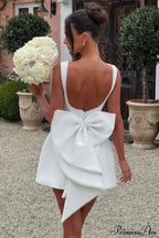 Pearl Bow Open-Back Edgy Short Party Dress
