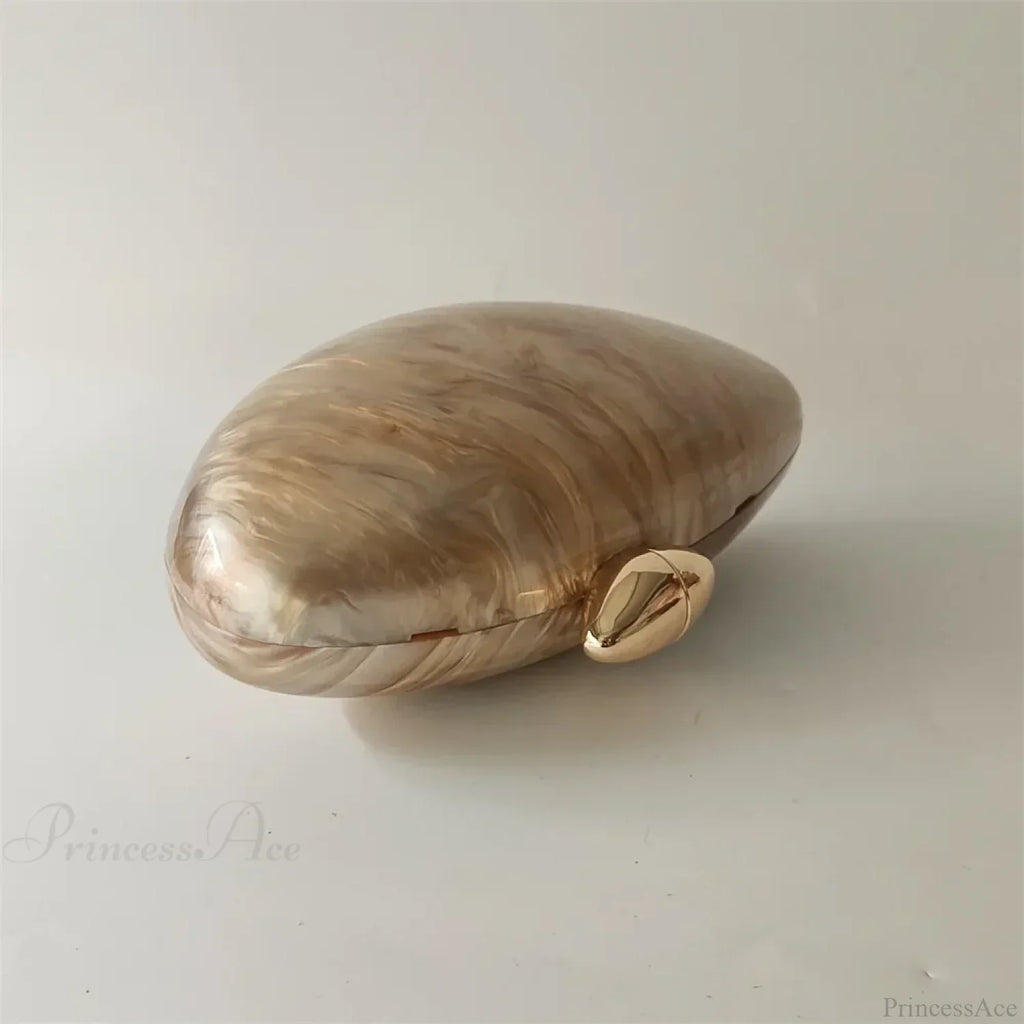 Pearl Brown Marble Acrylic Box Evening Clutch Bag