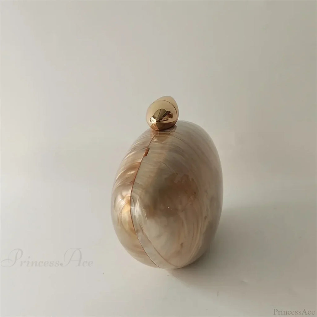 Pearl Brown Marble Acrylic Box Evening Clutch Bag