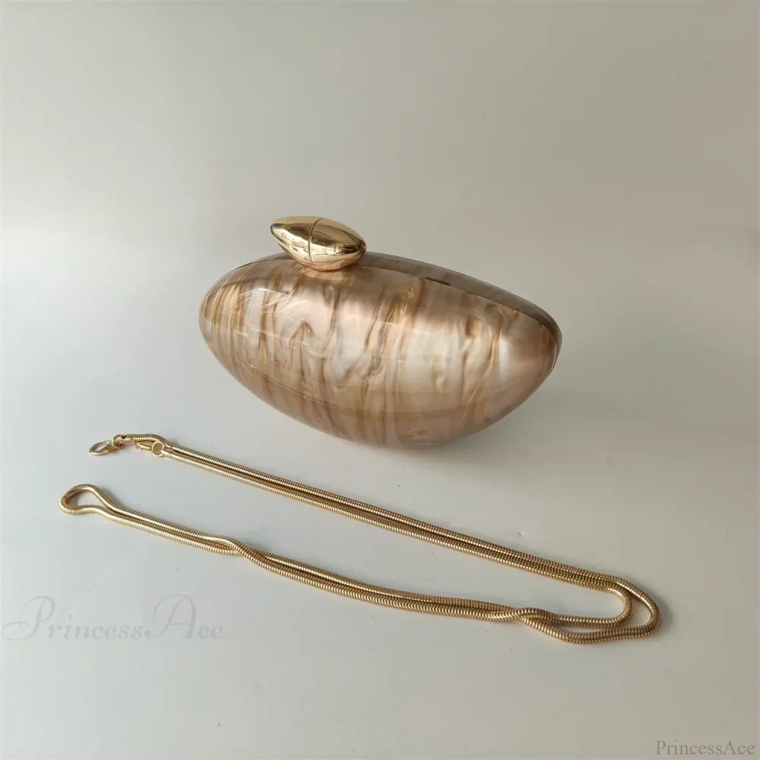Pearl Brown Marble Acrylic Box Evening Clutch Bag