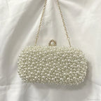 Pearl Crystal Beaded Evening Wristlet