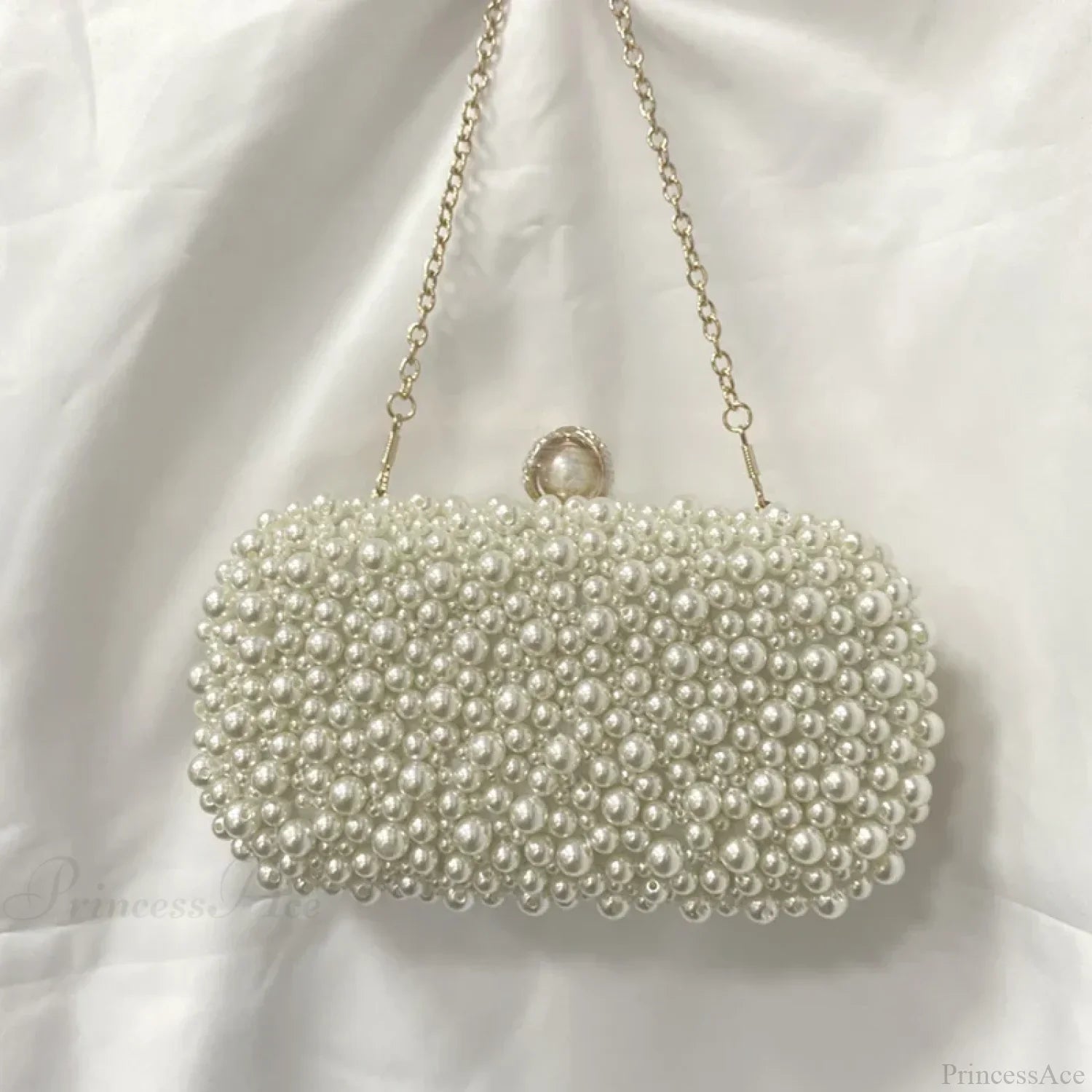 Pearl Crystal Beaded Evening Wristlet