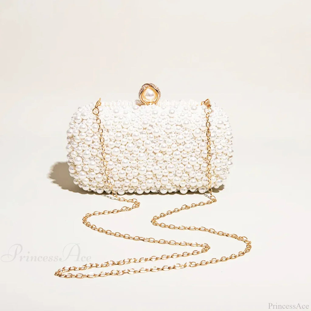 Pearl Crystal Beaded Evening Wristlet