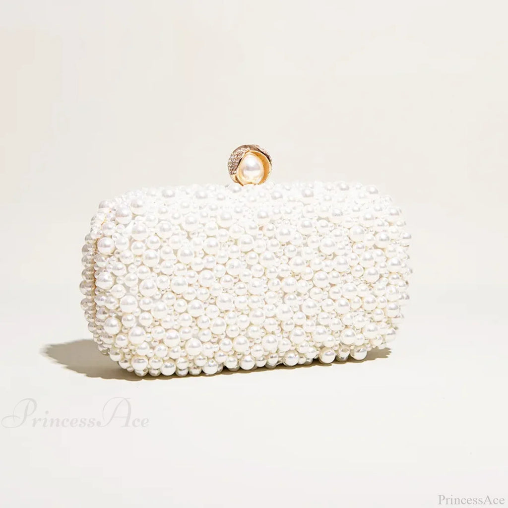 Pearl Crystal Beaded Evening Wristlet