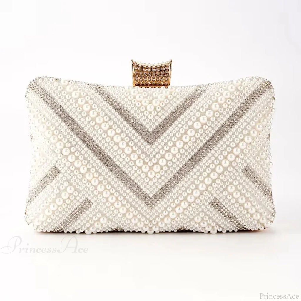 Pearl Diamond Wedding Evening Clutch Wristlet