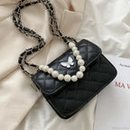 Pearl Shoulder Handbag PU Leather All-Match Tote