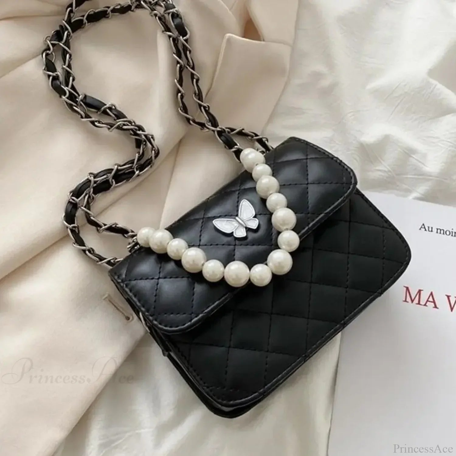 Pearl Shoulder Handbag PU Leather All-Match Tote