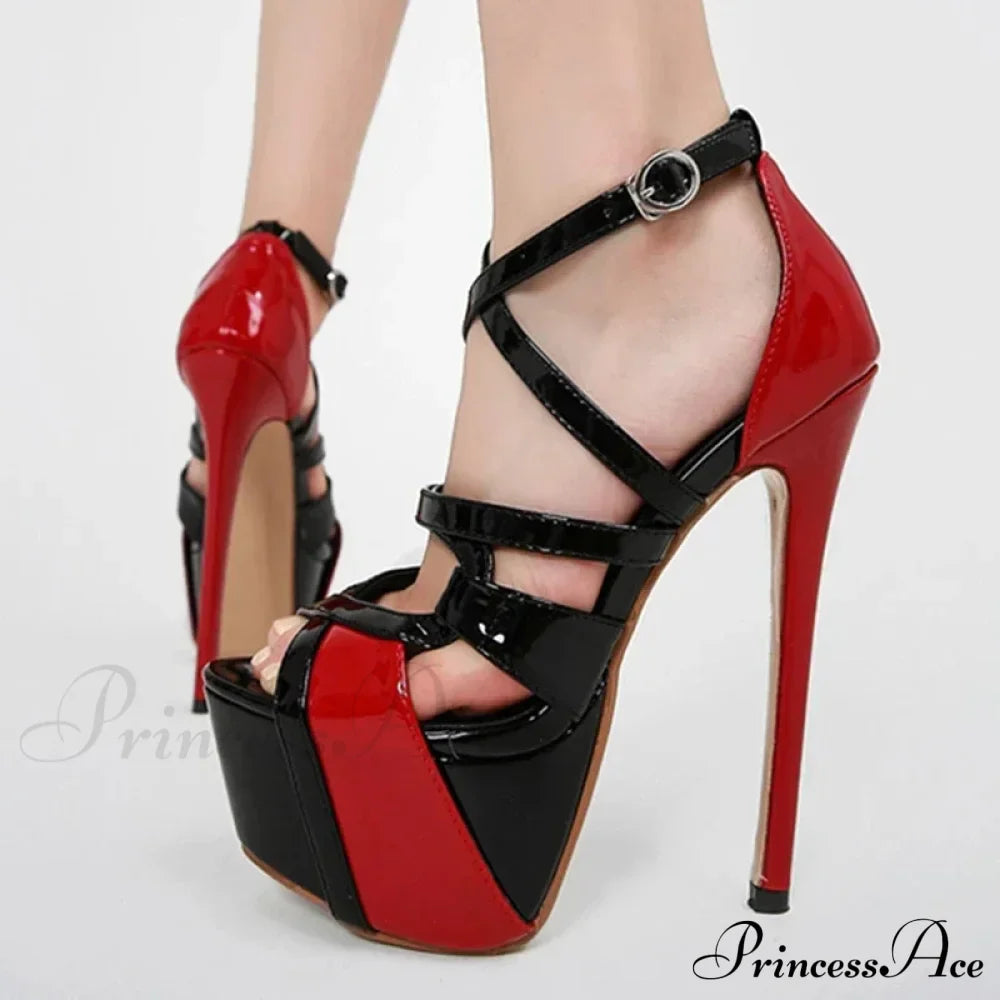 Peep Toe 16.5CM Extreme High Heels Women's Sandals - Party Wedding Banquet Stiletto Shoes with Buckle Strap Platform Pumps