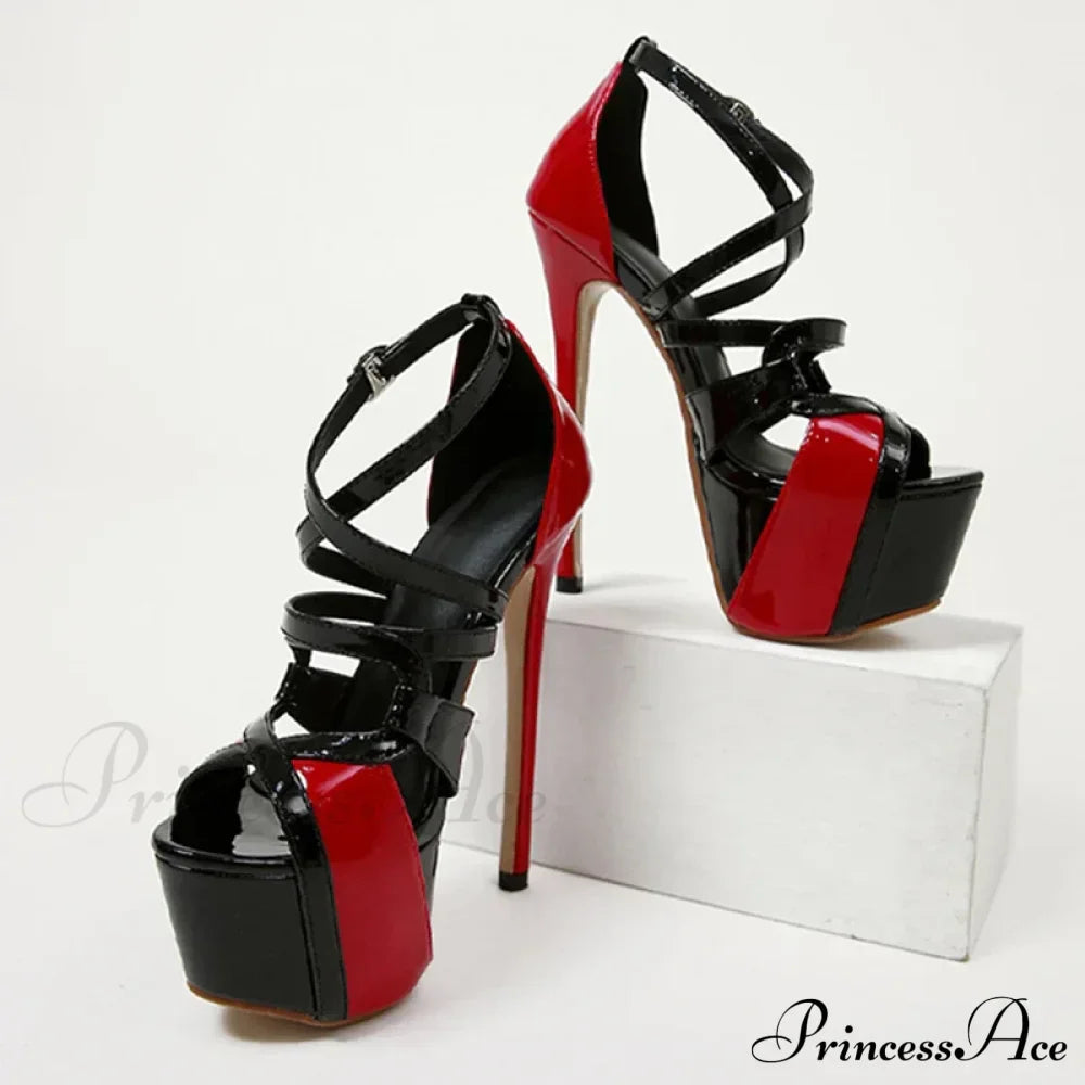 Peep Toe 16.5CM Extreme High Heels Women's Sandals - Party Wedding Banquet Stiletto Shoes with Buckle Strap Platform Pumps
