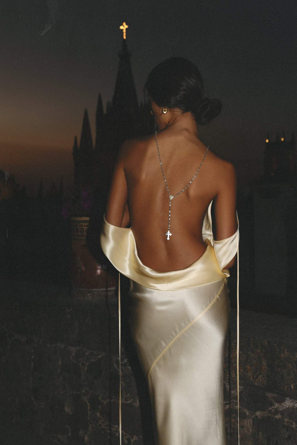 | Backless Satin Maxi Dress
