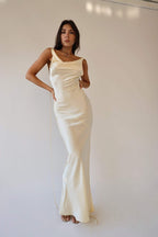 Tamara Elevated Cowlies Backless Satin Maxi Dress Chic Silhouette Collection