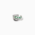 Pearl Gemstone Beaded Silver Layered Cuff Ring