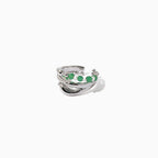 Pearl Gemstone Beaded Silver Layered Cuff Ring