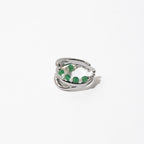 Pearl Gemstone Beaded Silver Layered Cuff Ring