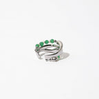 Pearl Gemstone Beaded Silver Layered Cuff Ring