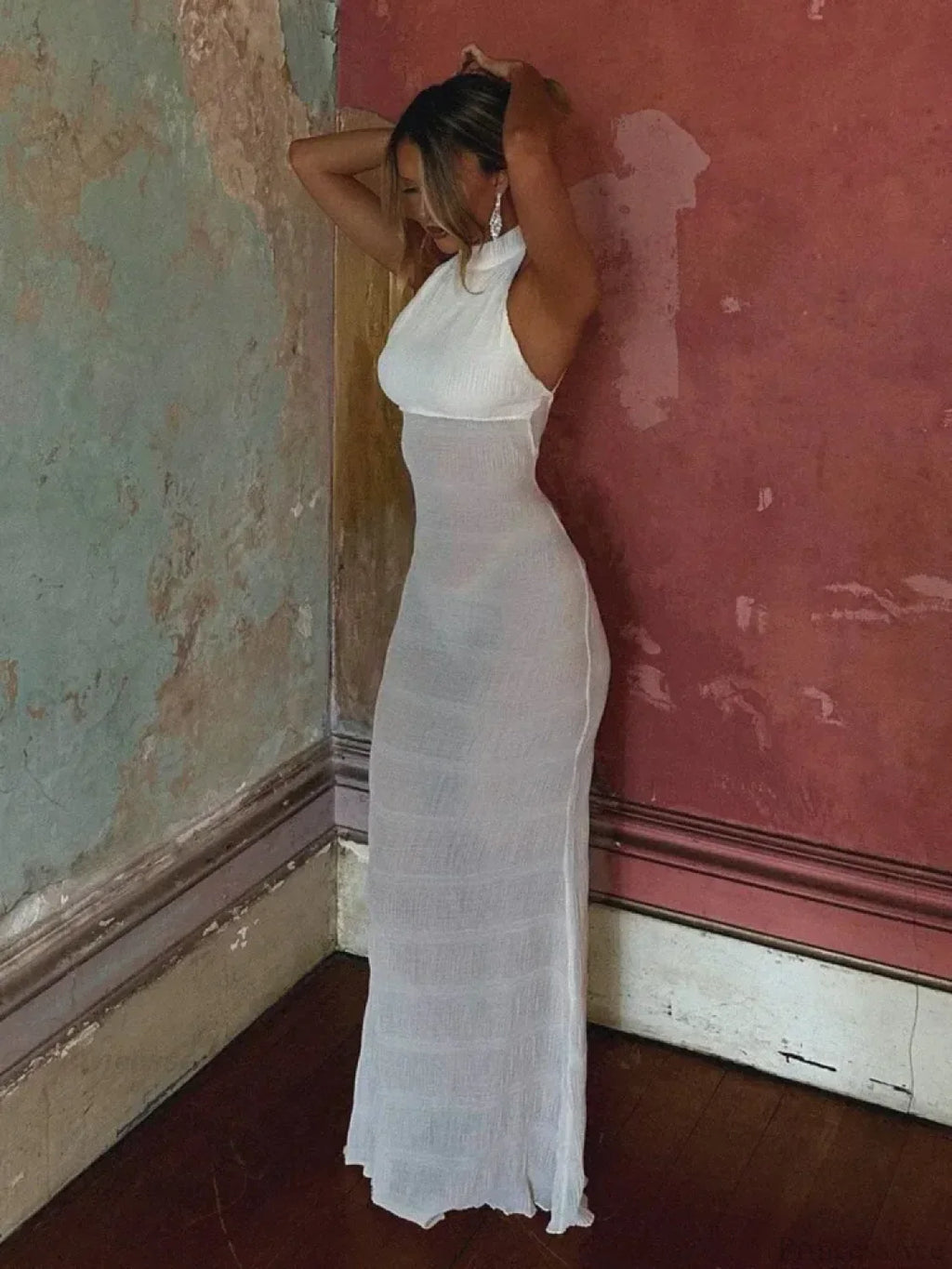 Perspective Backless Vacation Dress