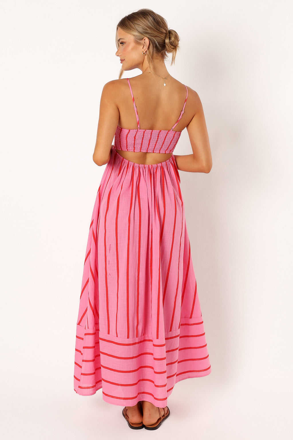 Striped Empire Waist Spaghetti Strap A-Line Maxi Dress