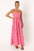 Striped Empire Waist Spaghetti Strap A-Line Maxi Dress