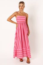 Striped Empire Waist Spaghetti Strap A-Line Maxi Dress