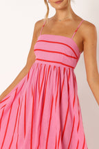 Striped Empire Waist Spaghetti Strap A-Line Maxi Dress