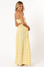 Striped Empire Waist Spaghetti Strap A-Line Maxi Dress