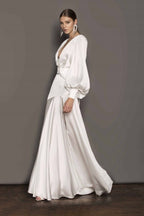 Phoebe V - neck Belted Slit Maxi Dress