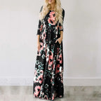 Pink Boho Floral Maxi Floral Dress