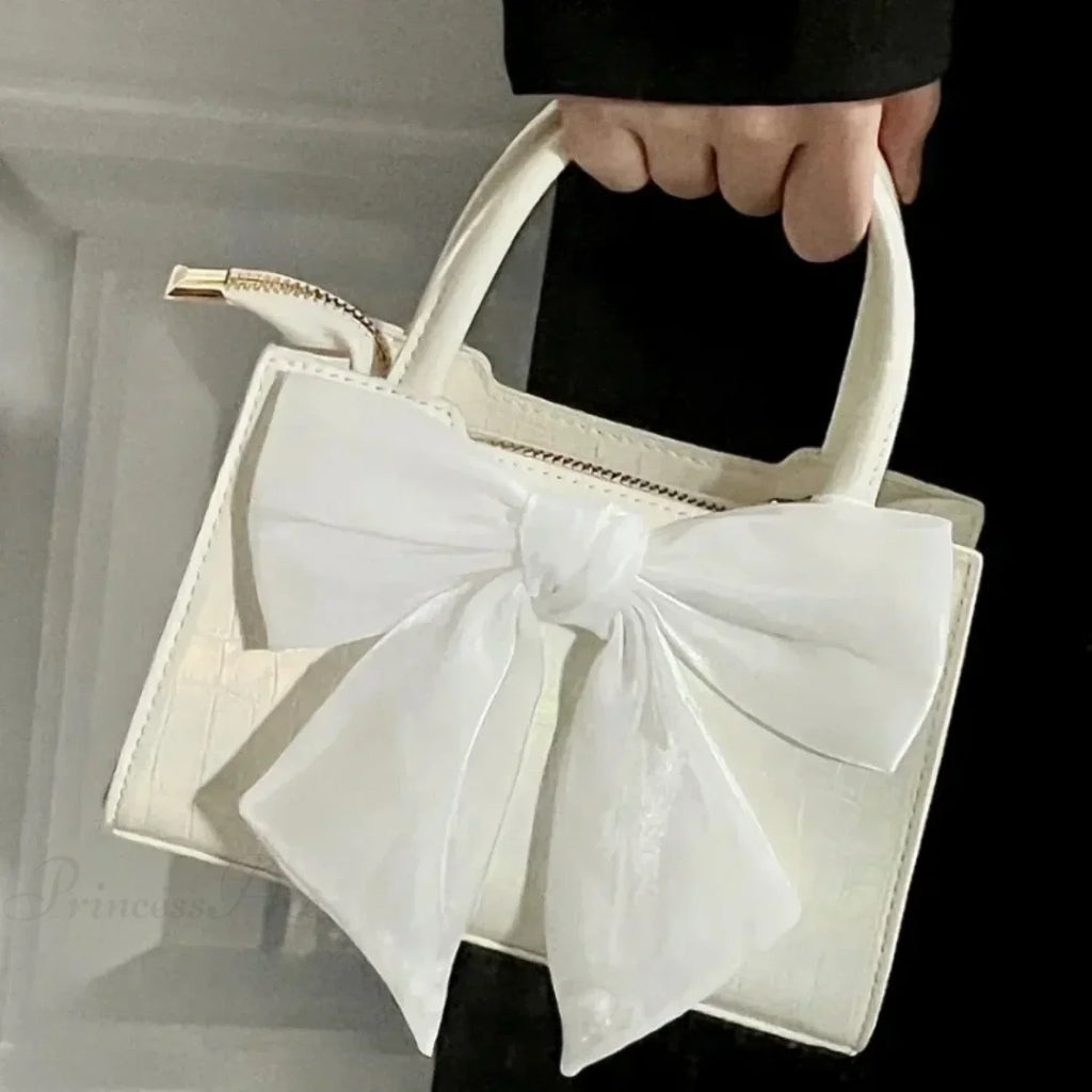 Pink Bowknot Small Square Crossbody Handbag