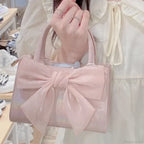 Pink Bowknot Small Square Crossbody Handbag